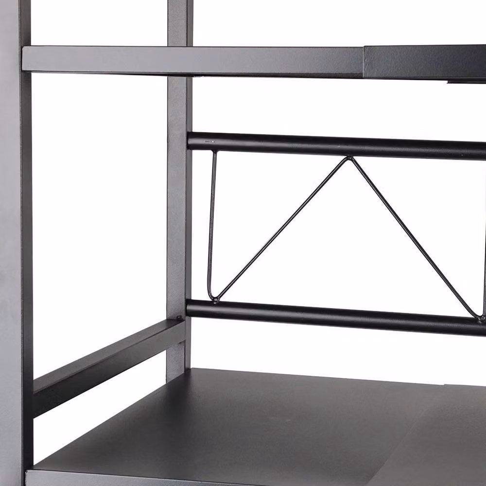 FLAVORA 3 Tier Expandable Microwave Storage Rack in Black with Adjustable Shelves – 3