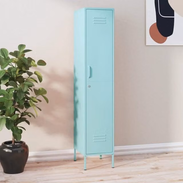 Berkfield Home Freestanding Metal Locker Cabinet in Green, W/D/H: 35 x 46 x 180 cm