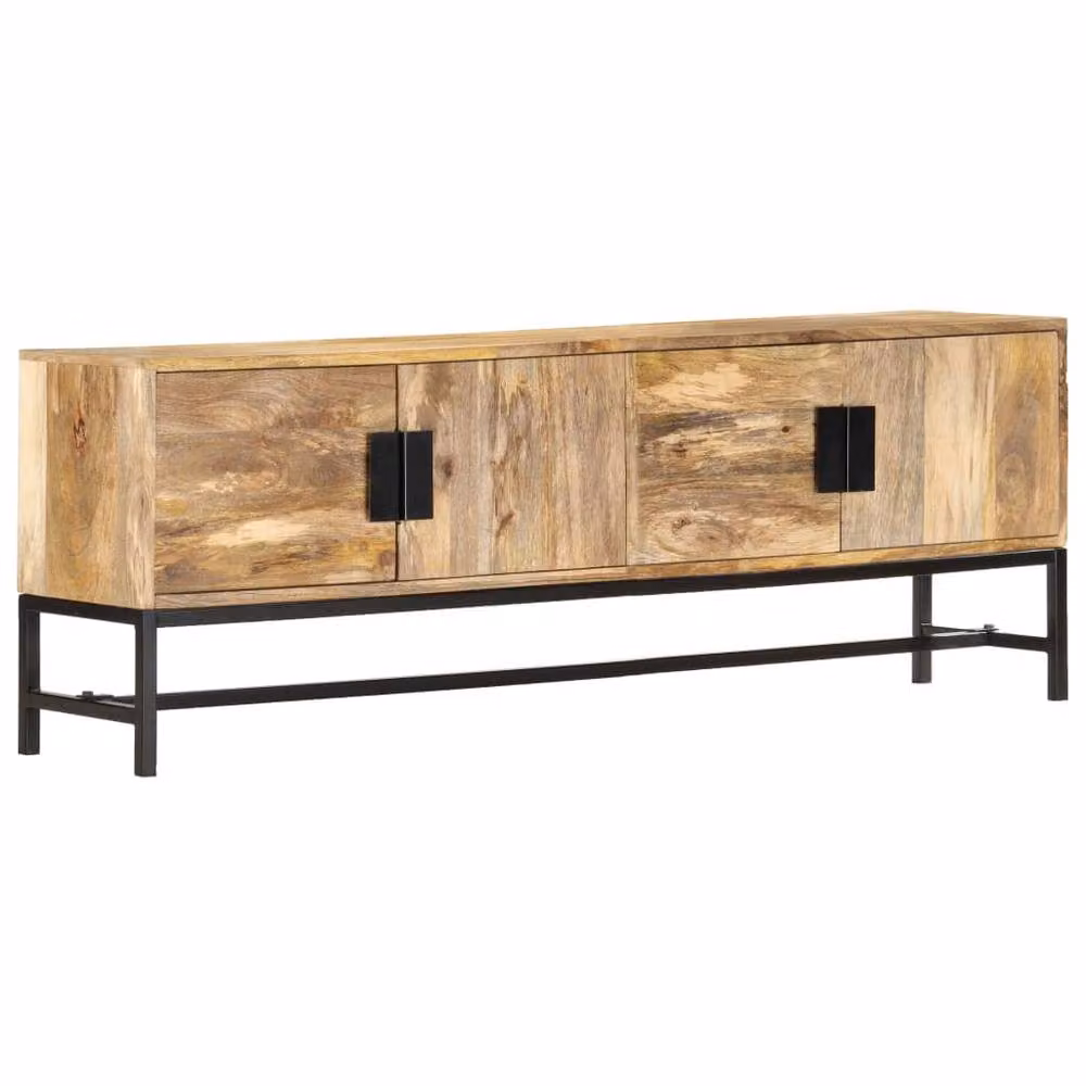Berkfield Home Rustic Solid Mango Wood TV Cabinet in Brown, W/D/H: 140 x 30 x 50 cm – 2