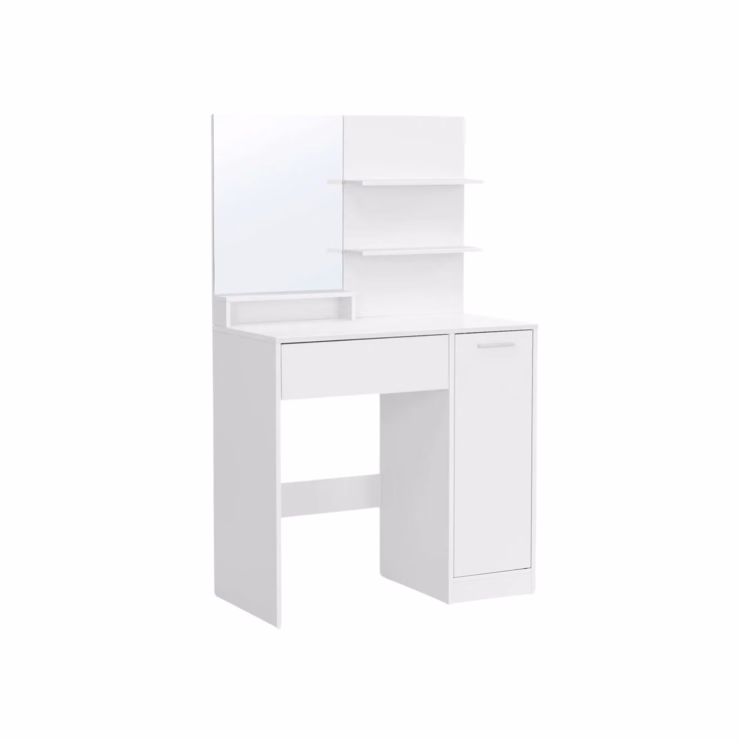 Rafaelo Mobilia Modern White Glossy Dressing Table with 1 Drawer and 2 Shelves – 3