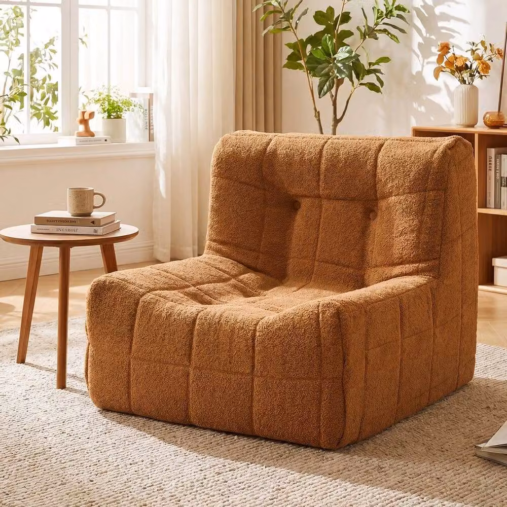 Kelvenix Brown Bouclé Fabric Armless Upholstered Lazy Floor Sofa for your Living Room – 3
