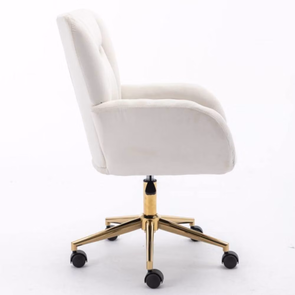 Direct Wicker Ivory Velvet Fabric Modern Swivel Home Office Task Chair with Adjustable Height and Castors – 2