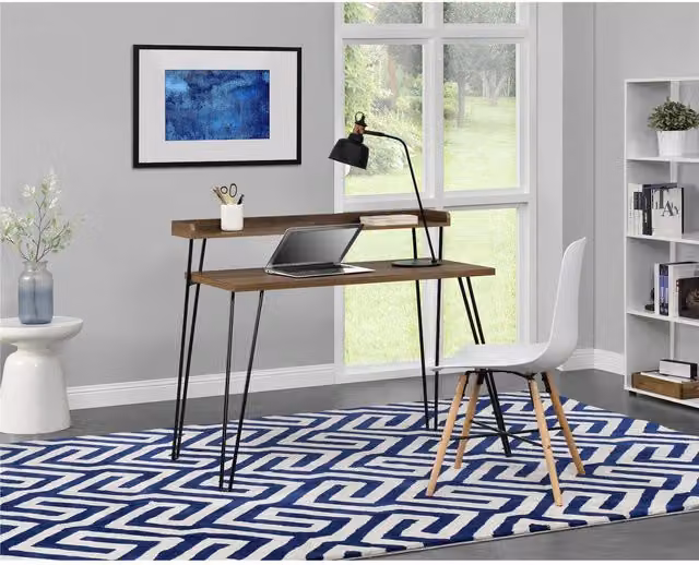 Dorel Home Haven Retro Writing Desk with Riser in Walnut Brown