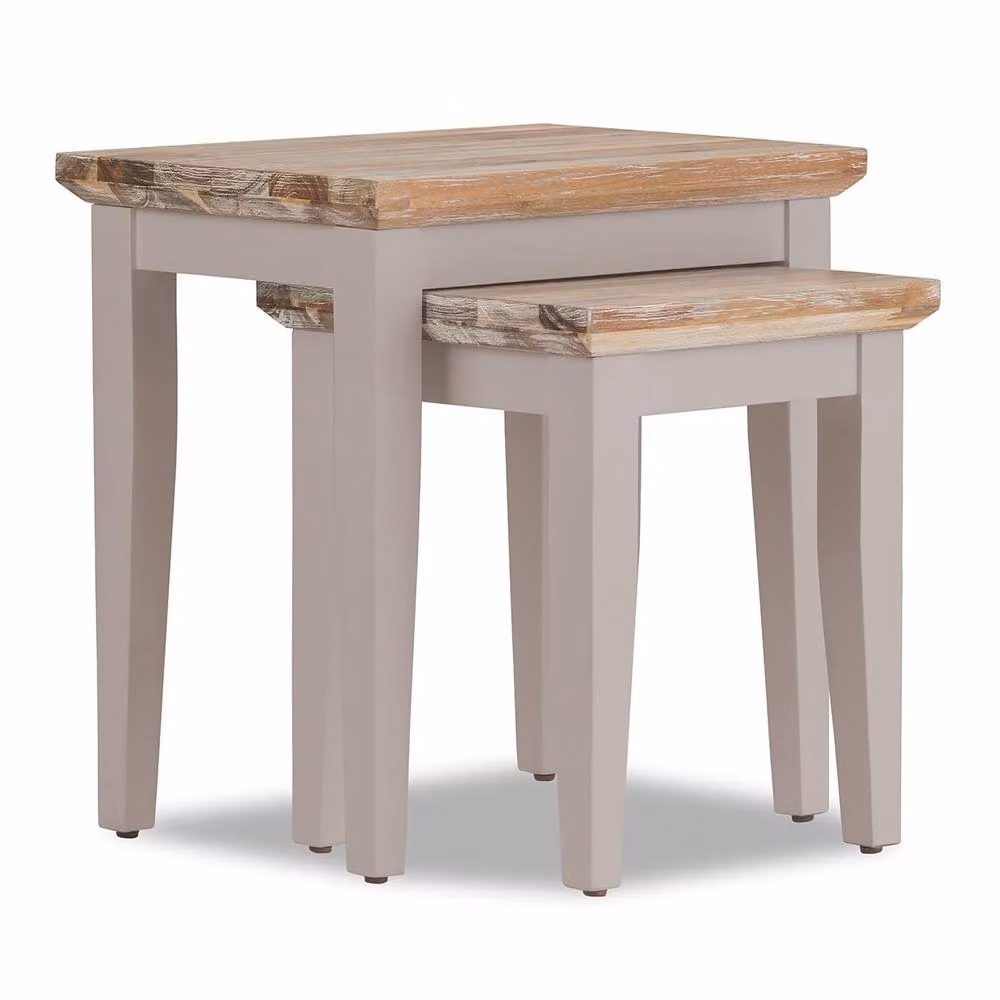 Statement Furniture Florence Nest of 2 Acacia Wood Side Tables in Beige – 2