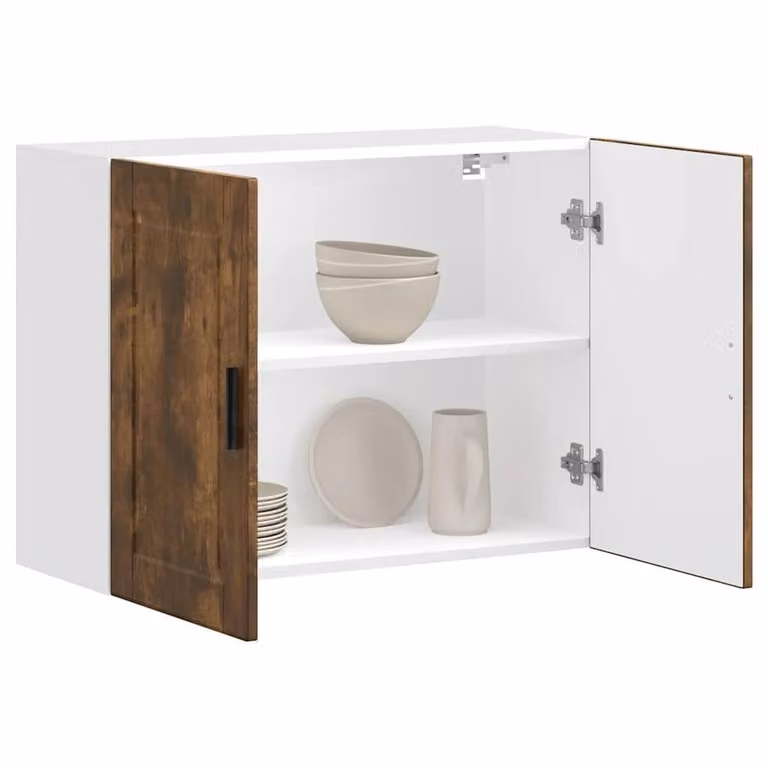 Berkfield Home Porto Kitchen Wall Cabinet in Smoked Oak Brown, W/D/H: 60.0 x 31.0 x 80.0 cm