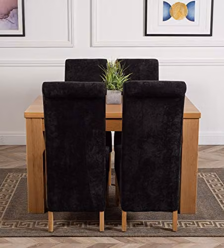 Thats Furniture Dakota Oak Dining Table and 4 Montana Black Fabric Chairs Set, W: 127 cm, D: 82 cm, H: 77 cm – 2