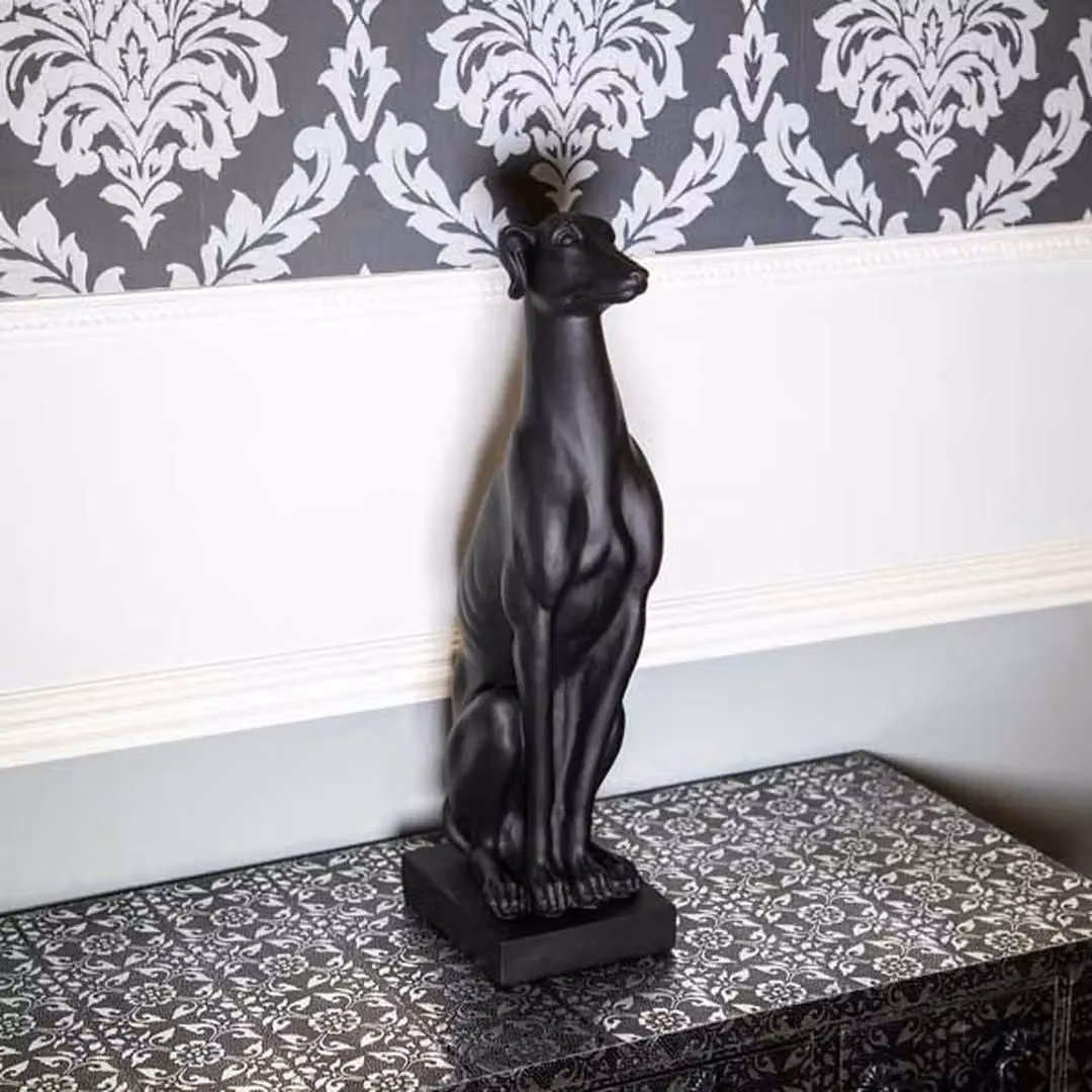 Madison & Mayfair Art Deco Black Greyhound Sitting On Plinth Tabletop Ornament – 2
