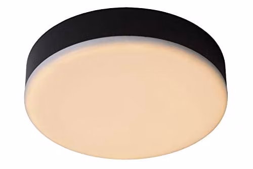 Lucide Ceres Dimmable LED Flush Ceiling Light for Bathrooms, Black, Diameter: 21.5 cm – 1