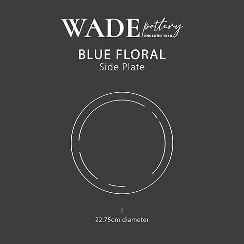 Wade Albert White and Blue Floral Ceramic Side Plate, Diameter: 22.75 cm – 9