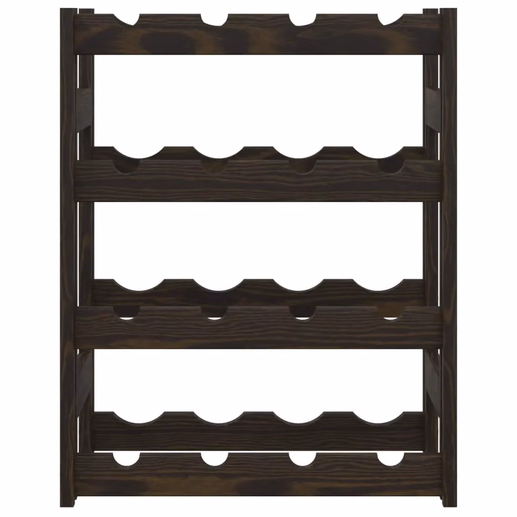 Berkfield Home Black Solid Pine Wall Mounted Wine Rack for 16 Bottles – 3