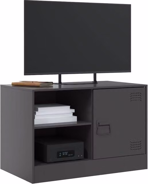 Berkfield Home Industrial Metal TV Cabinets, 2 Piece Set in Black, W/D/H: 67 x 39 x 44 cm – 1