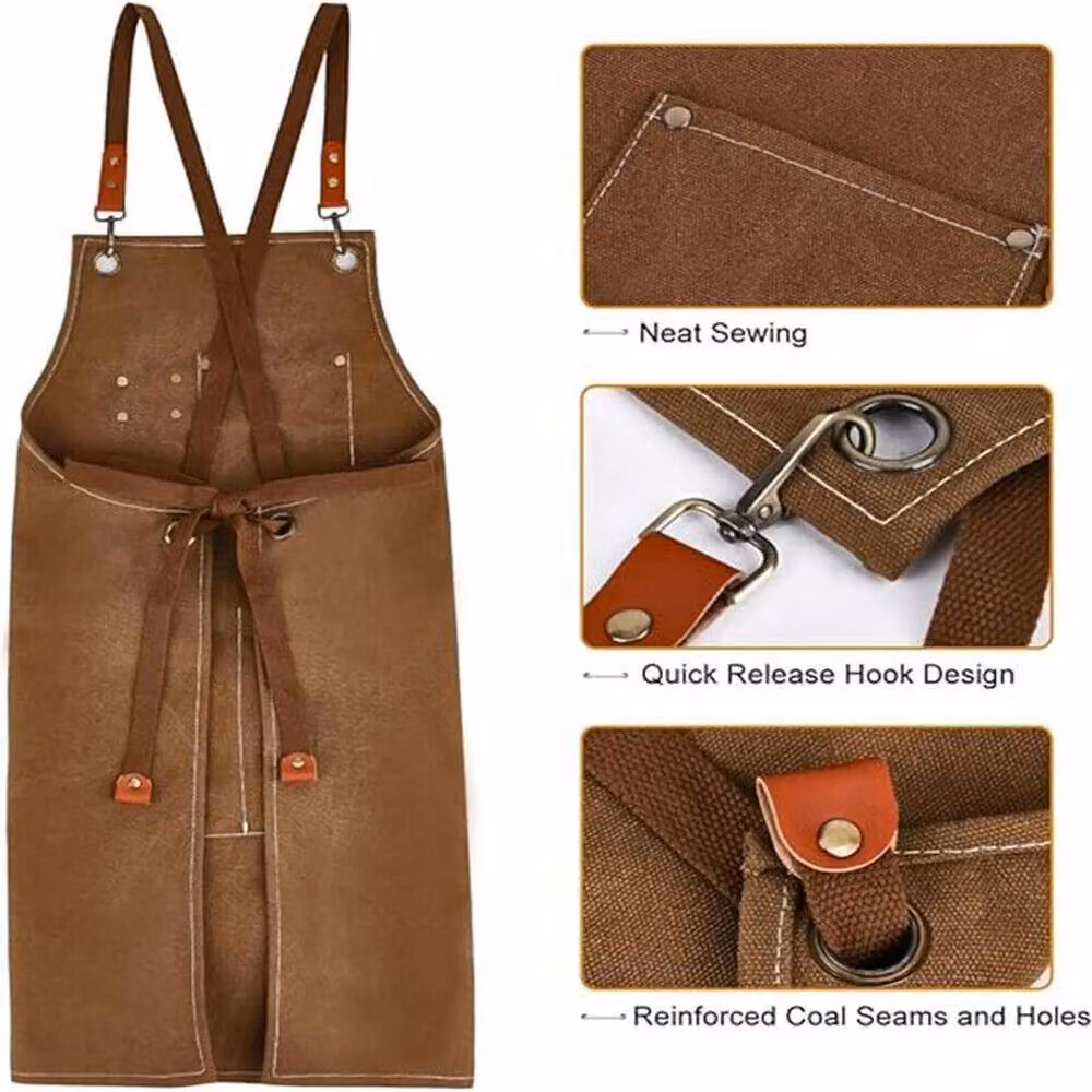 KORVIXA Waterproof Canvas Pockets Apron in Brown, W: 100 cm, D: 15 cm – 2