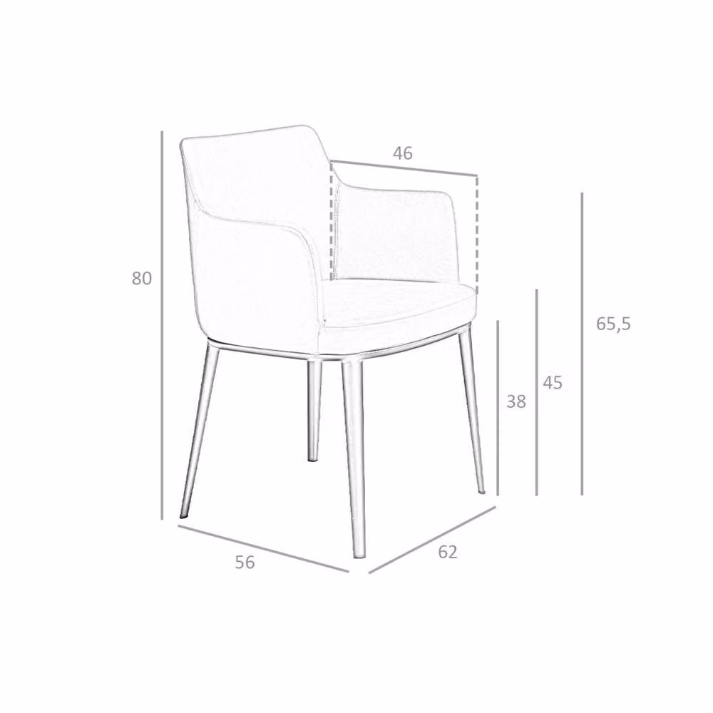 Angel Cerda Mink Fabric Dining Chair with Armrests in Grey and Black – 5