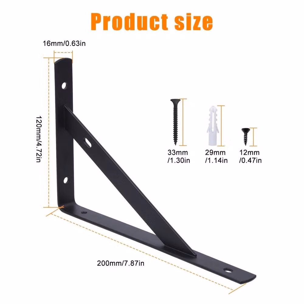 Havendro 10 Piece Heavy-Duty Steel Triangle Shelf Brackets in Black – 2