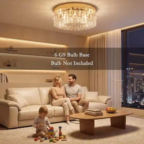 HOMCOM Crystal Ceiling Chandelier with 160 Transparent Pendants in Gold Tone – 3