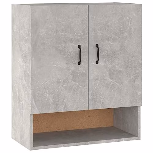 vidaXL Wall Cabinet in Concrete Grey, Modern MDF Design with Hinged Doors and Open Shelf, W: 60 cm, D: 31 cm, H: 70 cm – 1