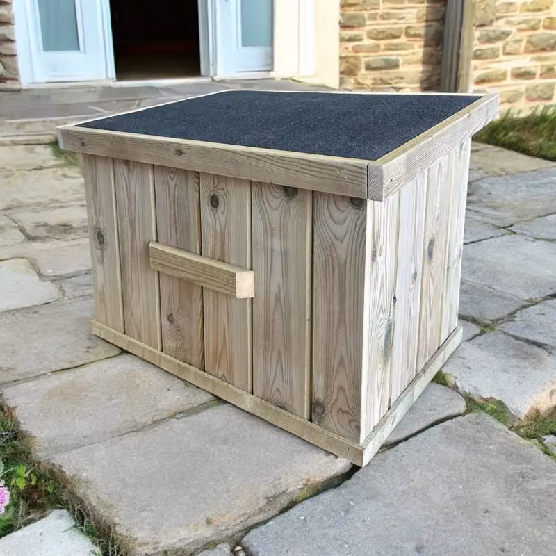Bespoke Outdoor Rustic Brown Wood Garden Storage Box W/D/H: 50 x 50 x 50 cm – 3