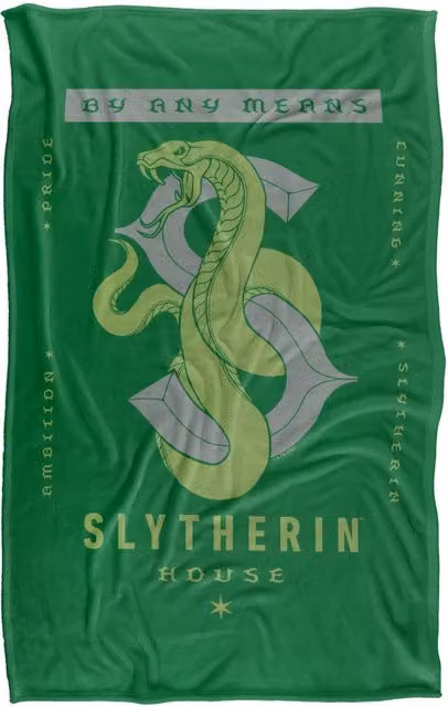 Warner Bros. Harry Potter Slytherin By Any Means Super Soft Fleece Throw Blanket, Green/Multicolour, W/D/H: 91.44 x 147.0 x 0 cm – 6