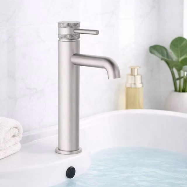 Bathroom Kingdom Venice Chrome High Rise Single Lever Basin Mixer Tap in Silver