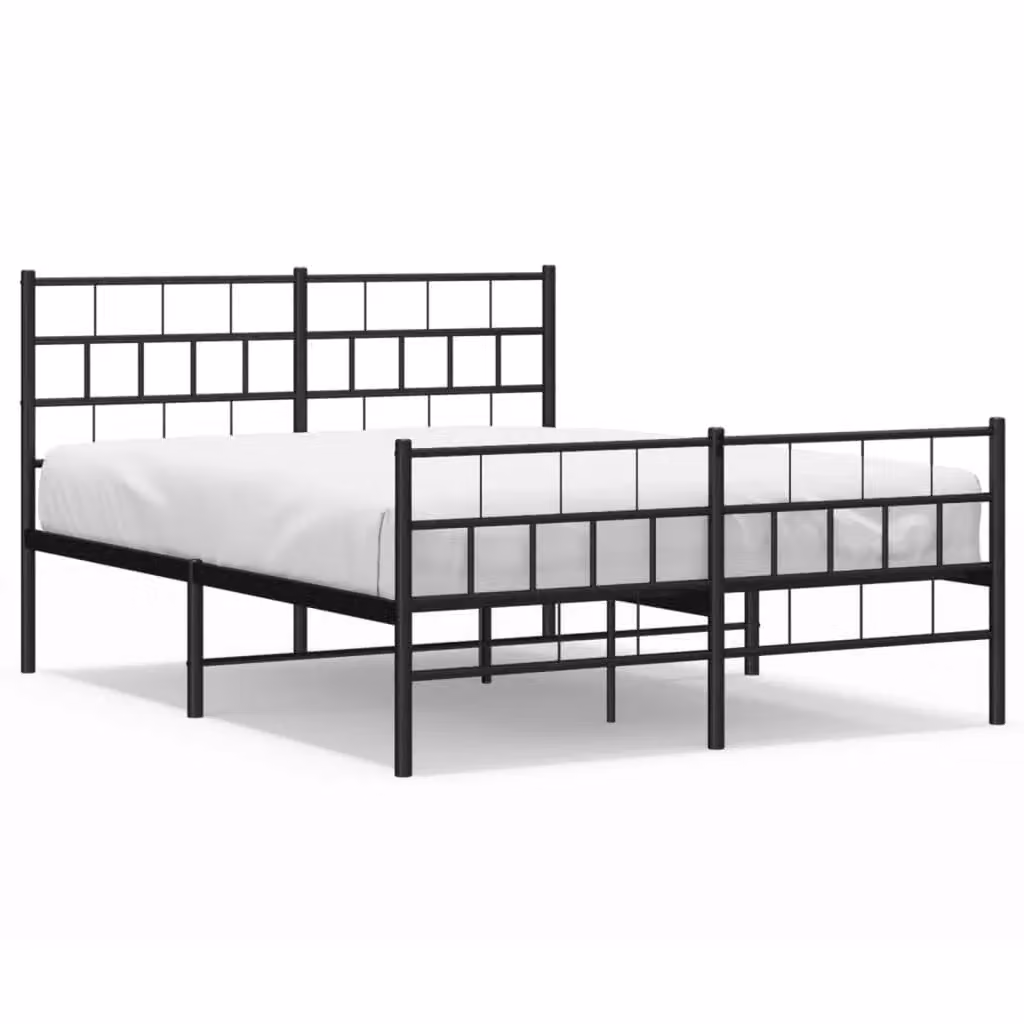 Berkfield Home Metal Bed Frame with Headboard and Footboard in Black, W/D/H: 150 x 200 cm – 2