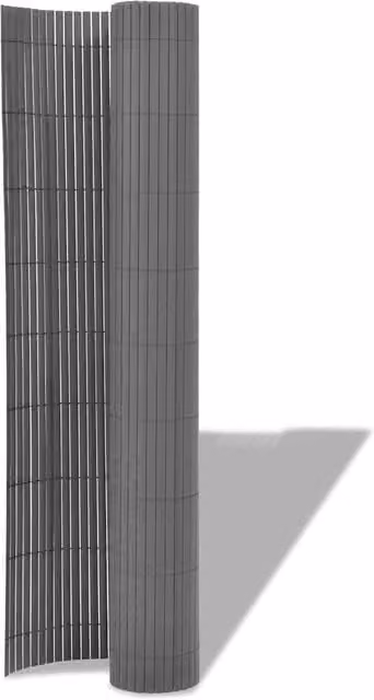 Berkfield Home Double-Sided Grey PVC Garden Fence, H: 150 cm, W: 500 cm
