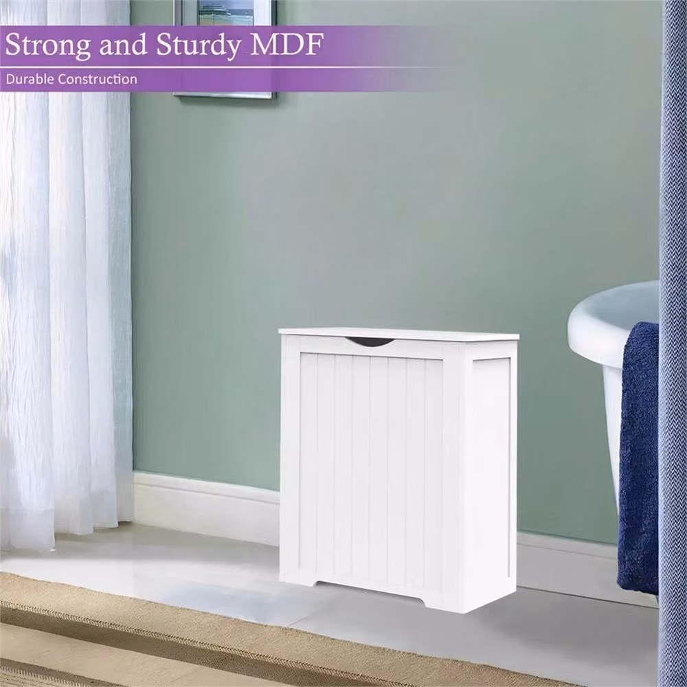 KORVIXA White Wooden Laundry Hamper Cabinet and Toy Storage Box W/D/H: 100 x 50 x 60 cm – 2