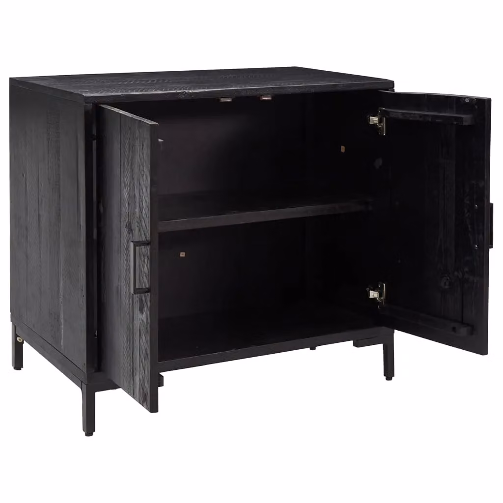 Berkfield Home Black Solid Pinewood Sideboard W/D/H: 75 x 35 x 70 cm – 3