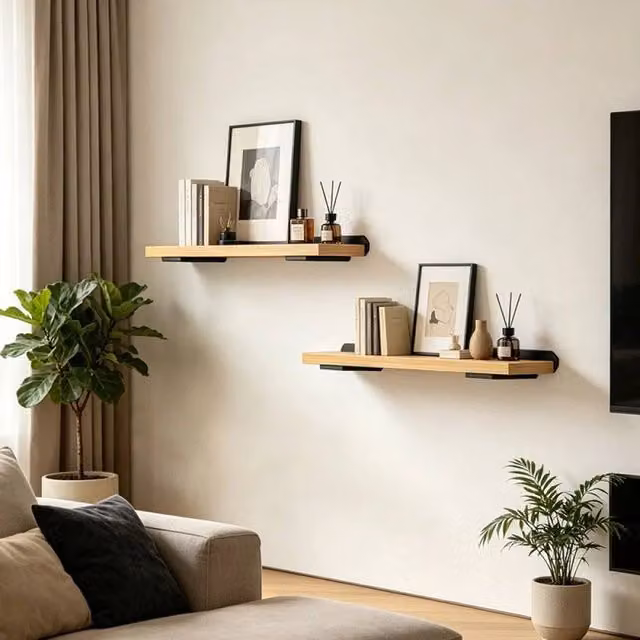 EONLION 4-Piece Black Cast Iron Floating Shelf Brackets, 30 cm – 1