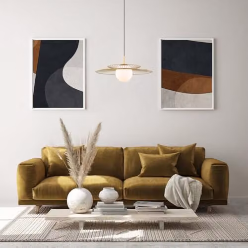 Netlighting Modern Suspended Pendant Light in Gold and White with E27 Socket – 2