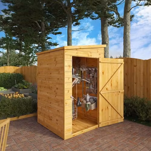 Mercia Modular Shiplap Pent Garden Shed in Brown, W/D/H: 127.9 x 134.0 x 203.3 cm – 2