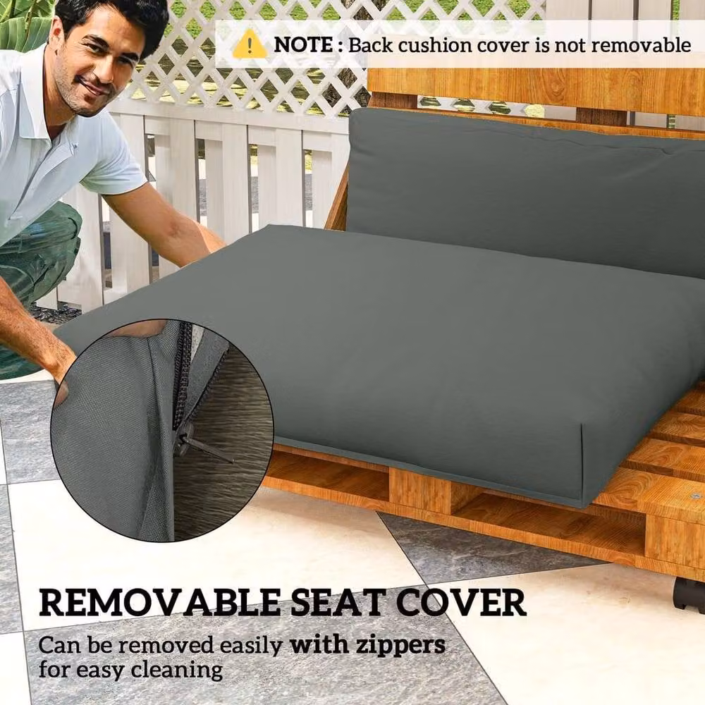 Kelvenix 2 Seat Pallet Cushions in Grey and Anthracite, W: 100 cm x D: 190 cm, 20 cm Thick – 2