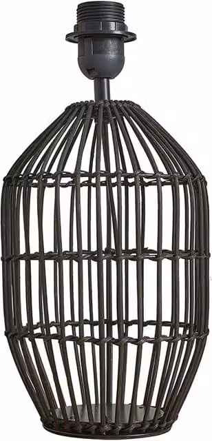 ValueLights Hollins Small Rattan Cylinder Table Lamp in Black, Beige or Gold/Brass