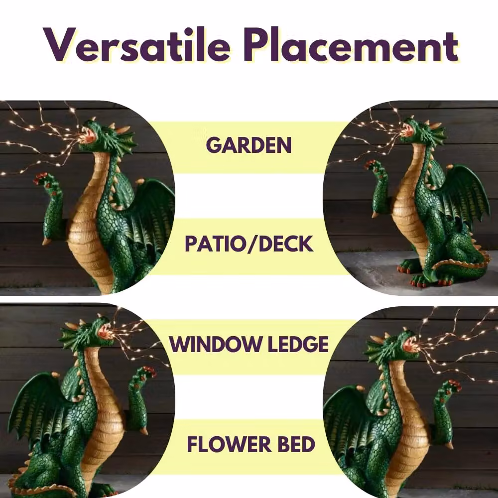 Marco Paul Solar Dragon Breathing Garden Ornament in Green – 6