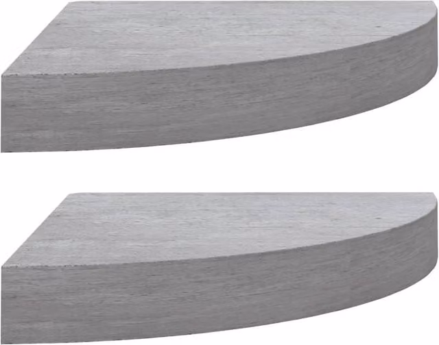 Berkfield Home Wall Mounted Corner Shelves, 2 Pack, Concrete Grey MDF, W/D/H: 35 x 35 x 3.8 cm – 1