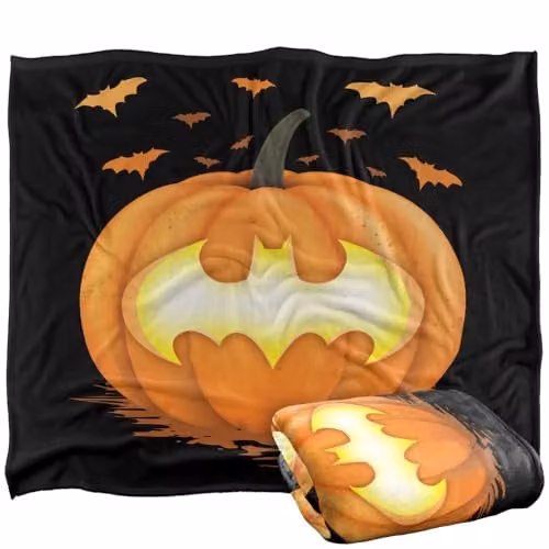 LOGOVISION Batman Halloween Jack O Lantern Multicolour Super Soft Fleece Throw Blanket W/D/H: 127.0 x 152.4 x 1.0 cm – 1