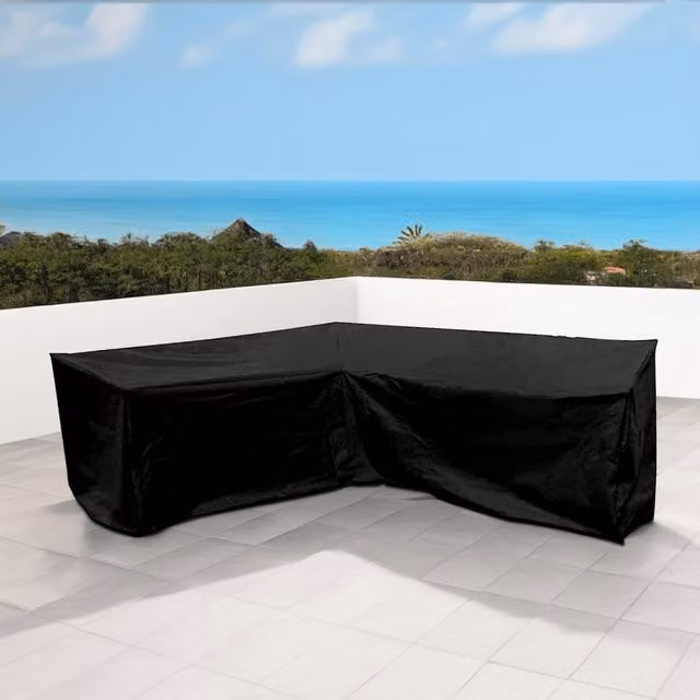 Breeins Waterproof L-Shaped Corner Sofa Cover, Black, W/D/H: 270 x 270 x 80 cm