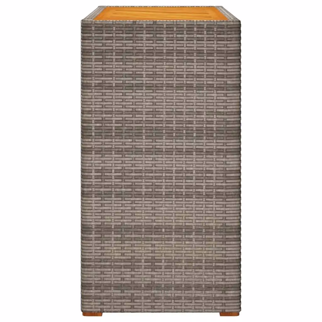 Berkfield Home Garden Side Table with Grey Poly Rattan and Acacia Wood Top, W/D/H: 100 x 40 x 75 cm – 3