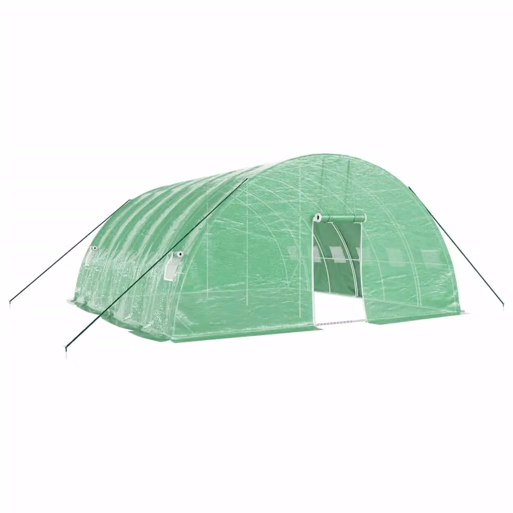 Berkfield Home Greenhouse with Steel Frame, Green, W/D/H: 6 x 6 x 2.85 m – 2