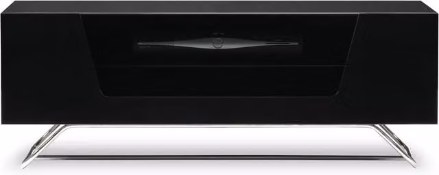 Alphason Chromium 2 TV Cabinet Cab 1000 in Black with Glass and Metal Details