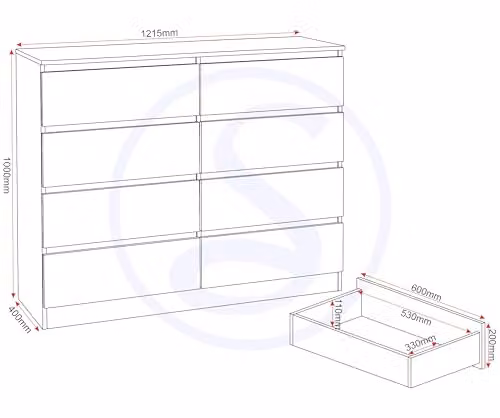 Seconique Malvern 8 Drawer Chest in White and Beige – 2
