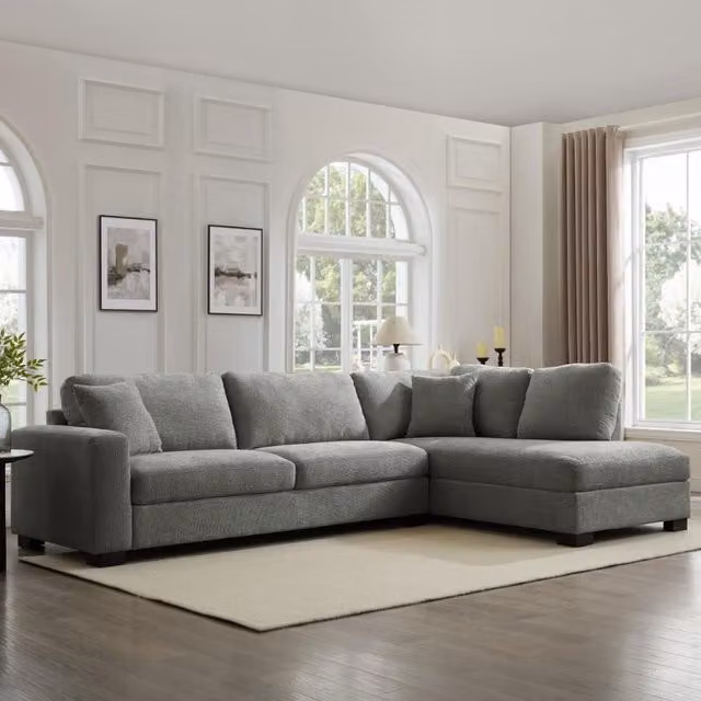 Home Detail Tate L-Shape Corner Sofa, Right Hand Facing, Grey Fabric – 1