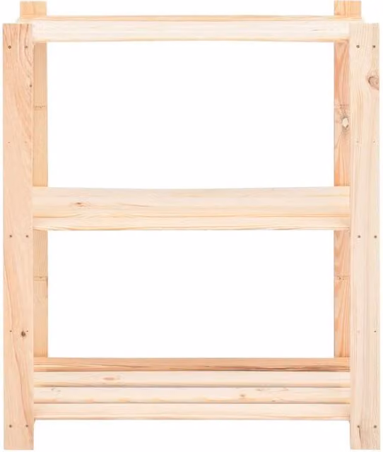 Berkfield Home 3-Tier Solid Pinewood Storage Rack in Beige, W/D/H: 80 x 38 x 90 cm