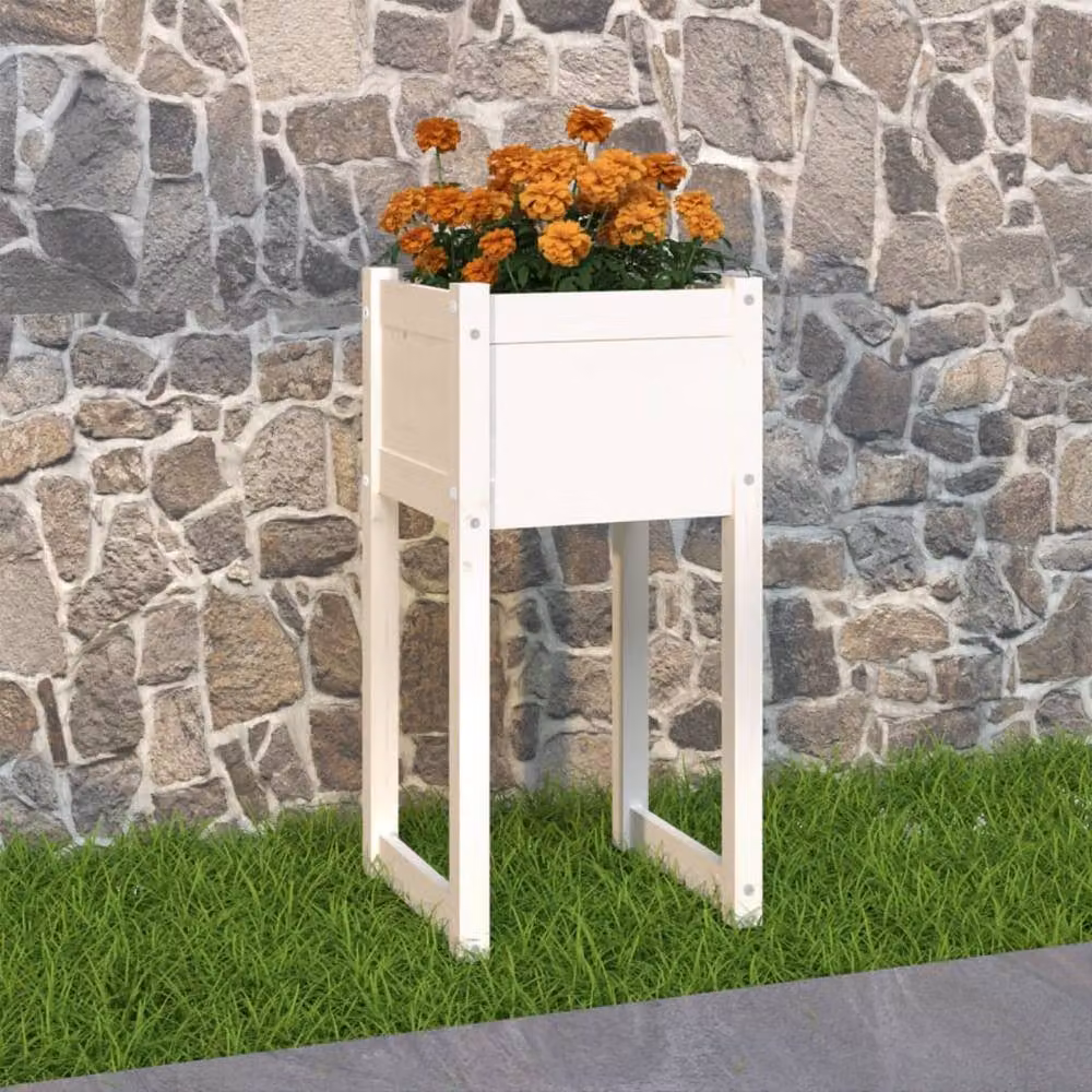 Berkfield Home White Wood Planter Tub W/D/H: 40 x 40 x 81 cm – 2