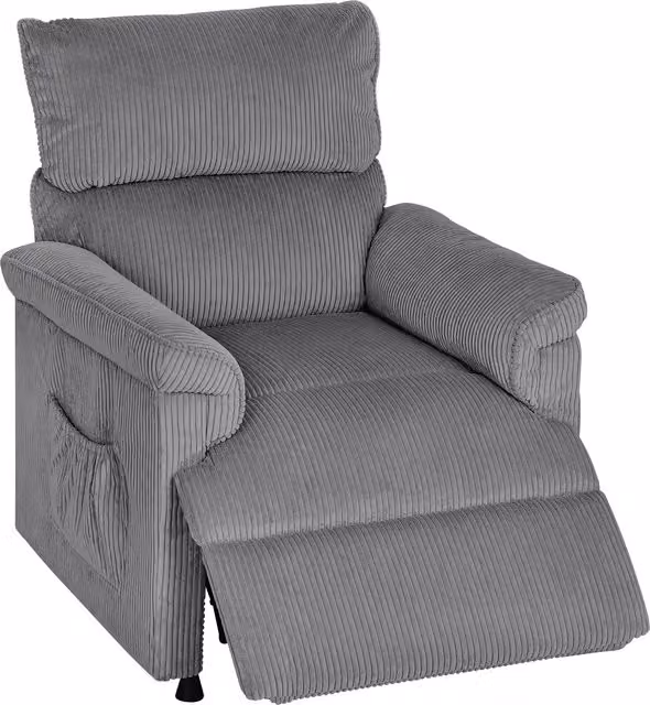 HOMCOM Grey Corduroy Electric Massage Recliner with Armrests