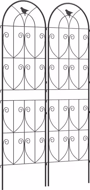 Outsunny Set of 2 Black Metal Garden Trellis Panels for Climbing Plants, H 180 x W 50 cm – 1