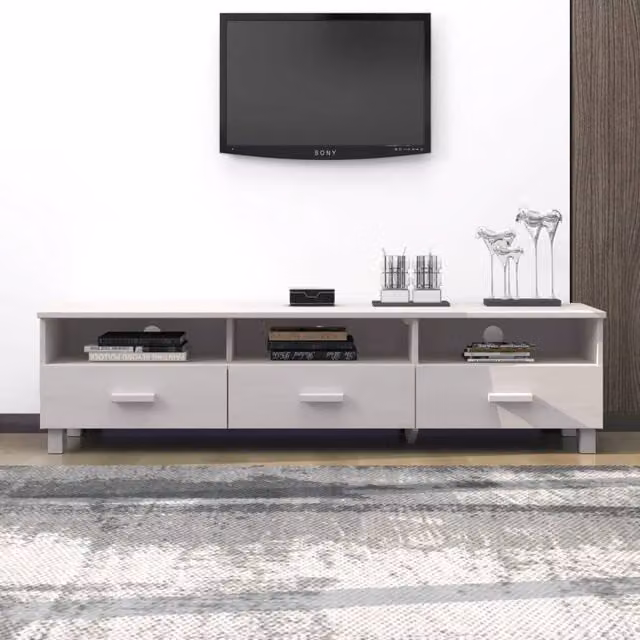 Berkfield Home HAMAR White TV Cabinet in Solid Pine Wood, W/D/H: 158 x 40 x 40 cm
