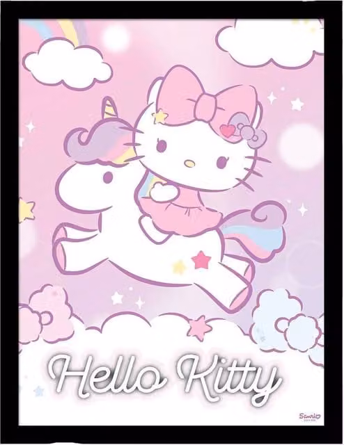 Hello Kitty Magical Unicorn Framed Paper Poster in Pink and Multicolour – 1