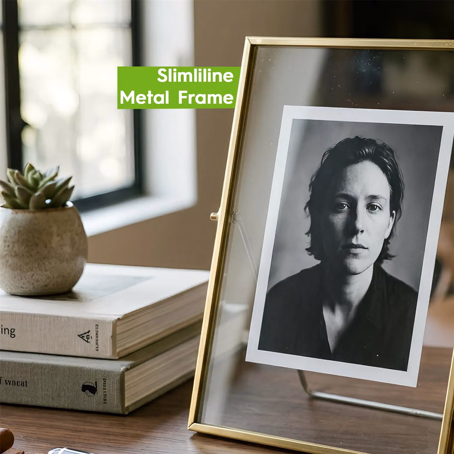 Nicola Spring Gold Metal Rectangular Standing Photo Frame with Glass, 20.32 x 25.4 x 20.32 cm – 4