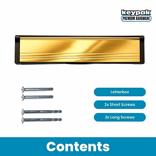 Keypak 12 inch Adjustable Built-in Letter Box with Anti-Snap Flap and Draught Excluder in Gold – 3