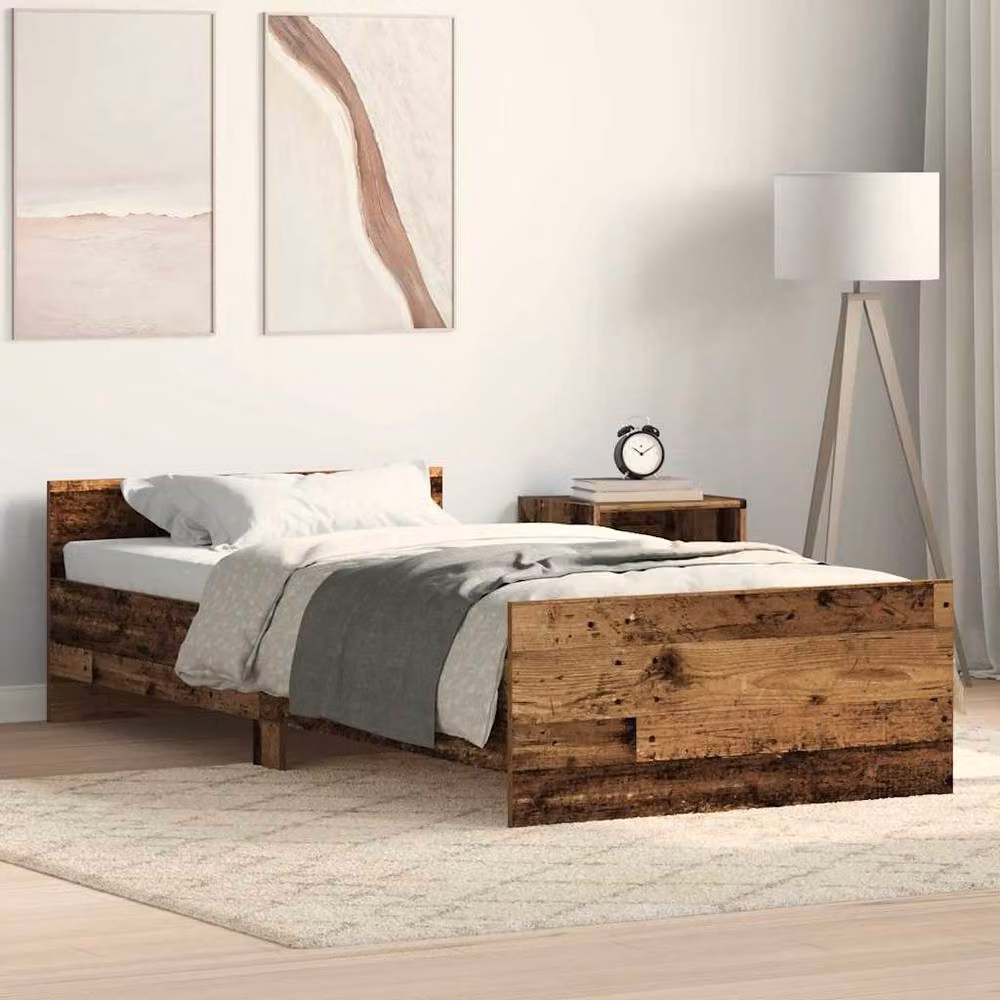 Berkfield Home Bed Frame in Old Wood Brown, W/D/H: 190 x 75 x 40 cm – 2